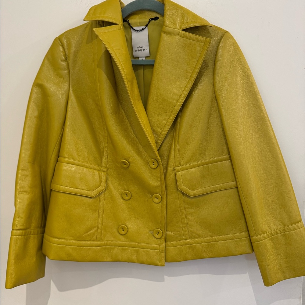 Robert Rodriguez Mustard Leather Jacket. Size 6. See below